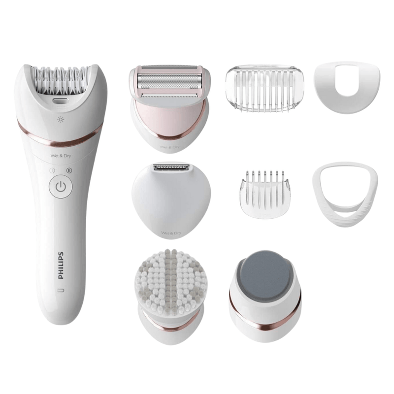 Philips Epilator Series 8000 5 in 1 Shaver, Trimmer, Pedicure and Body Exfoliator with 9 Accessories - First Choice Buying