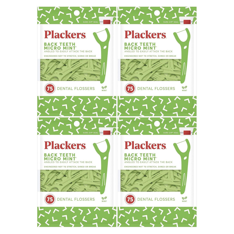 Plackers Back Teeth Micro Dental Flossers, Mint, 75 Count - First Choice Buying