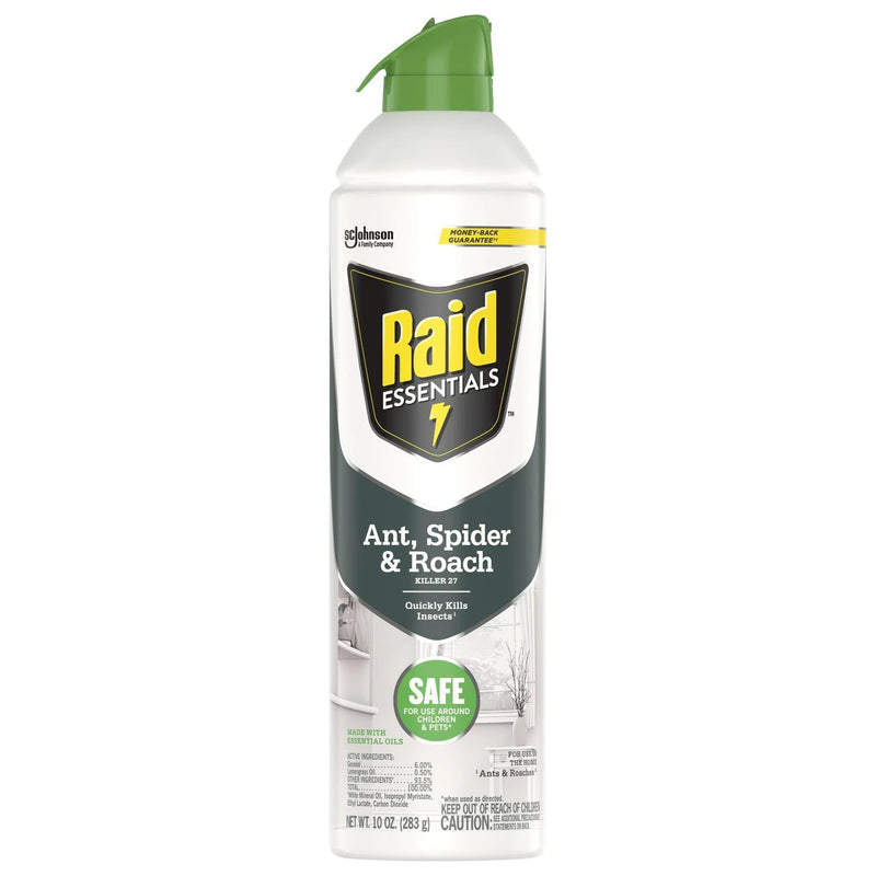 Raid Essentials Ant, Spider & Roach Killer 27 Aerosol Spray, 10 Oz - First Choice Buying