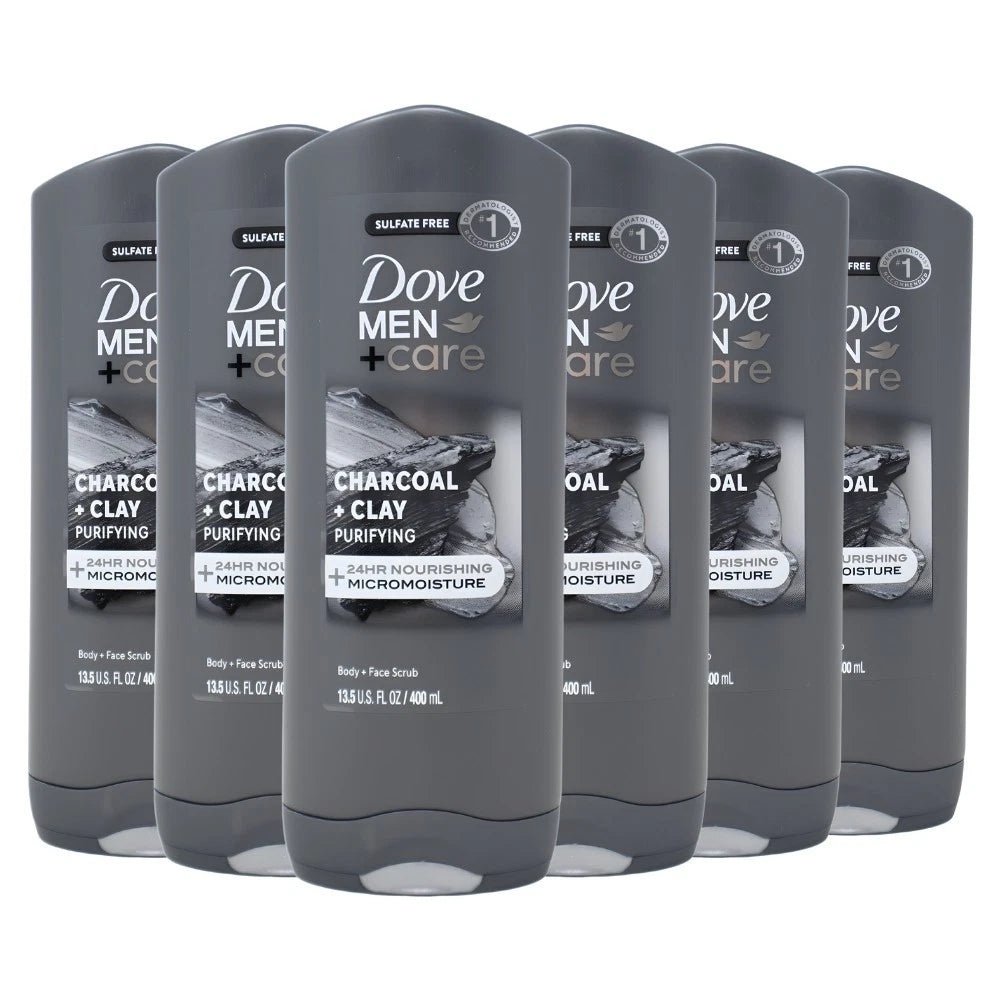 Dove Men+Care Charcoal + Clay Purifying Body & Face Wash, 13.5oz -