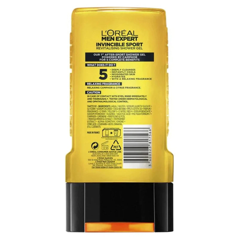 L'Oreal Men Expert 5-in-1 Invincible Sport Camphor Shower After-Sport Revitalising Gel, 300ml