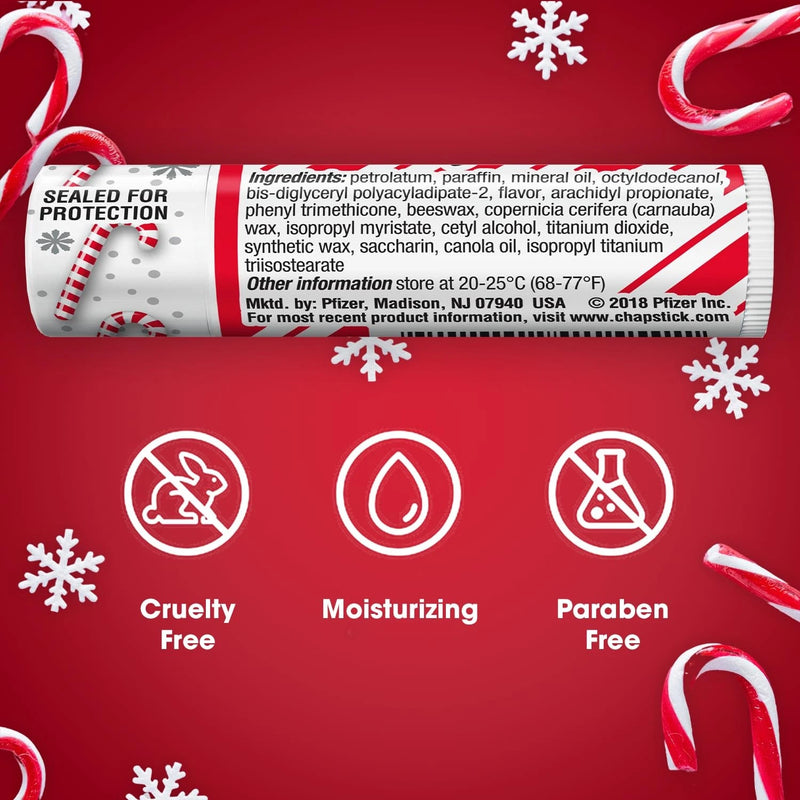 ChapStick Lip Balm Christmas Collection, Candy Cane, 3 Count