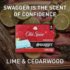 Old Spice Swagger Deodorizing Bar Soap, 3.17oz ea, 4 Count