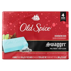 Old Spice Swagger Deodorizing Bar Soap, 3.17oz ea, 4 Count