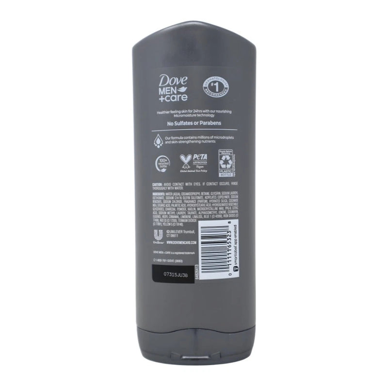 Dove Men+Care Charcoal + Clay Purifying Body & Face Wash, 13.5oz