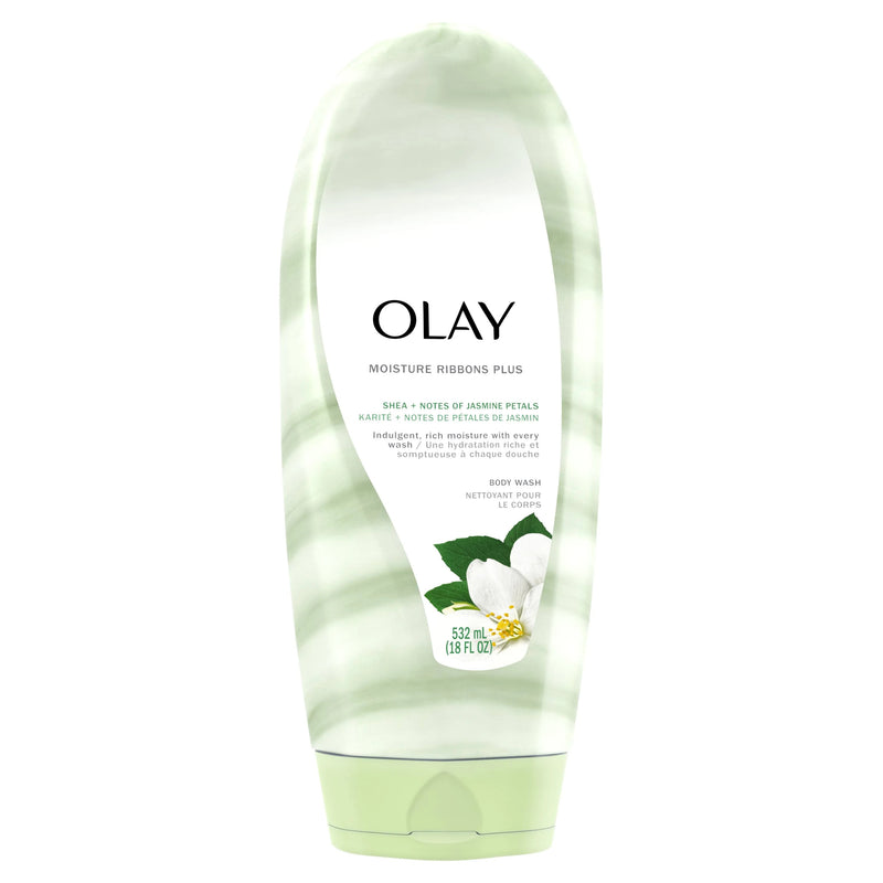 Olay Moisture Ribbons Plus Body Wash with Shea + Notes of Jasmine Petals, 18 fl oz