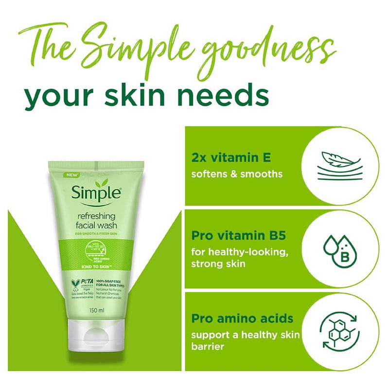 Simple - Kind to Skin - Refreshing Facial Wash for Smooth & Fresh Skin, 5oz - First Choice Buying