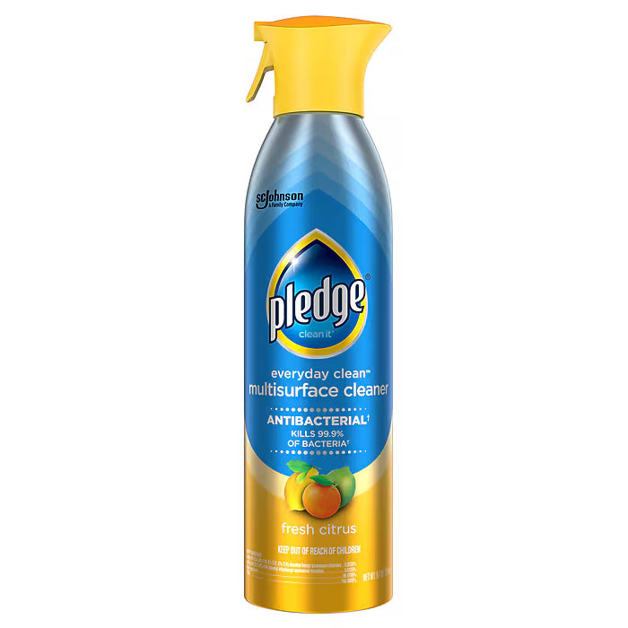 Pledge Antibacterial Multisurface Cleaner Spray, Fresh Citrus, 9.7 oz