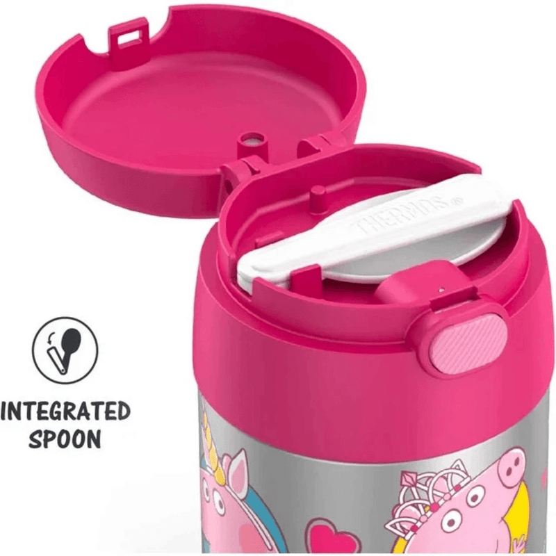 THERMOS FUNTAINER 10 Ounce Stainless Steel Vacuum Insulated Kids Food Jar with Folding Spoon, Peppa Pig - First Choice Buying