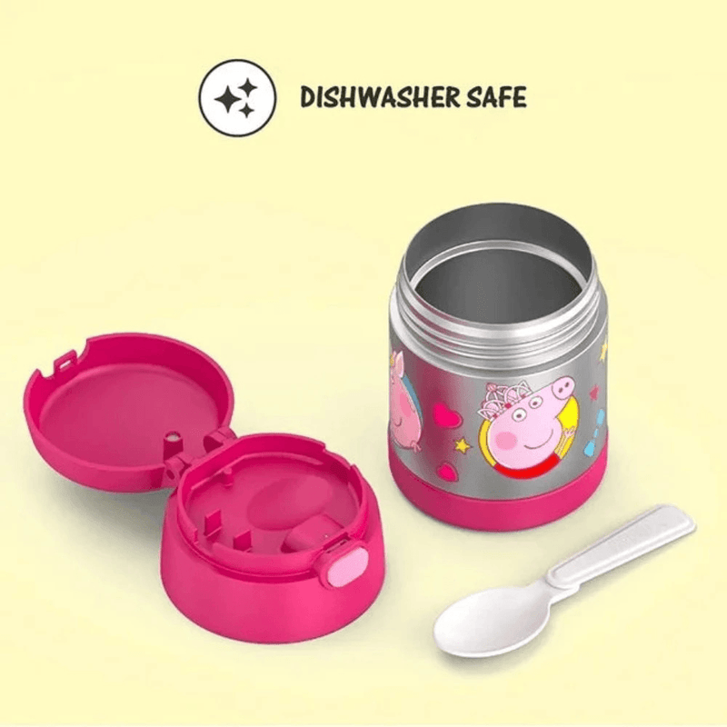 THERMOS FUNTAINER 10 Ounce Stainless Steel Vacuum Insulated Kids Food Jar with Folding Spoon, Peppa Pig - First Choice Buying