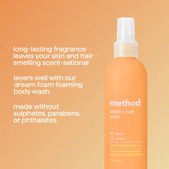 Method Body + Hair Mist, Vetiver & Amber, 8oz