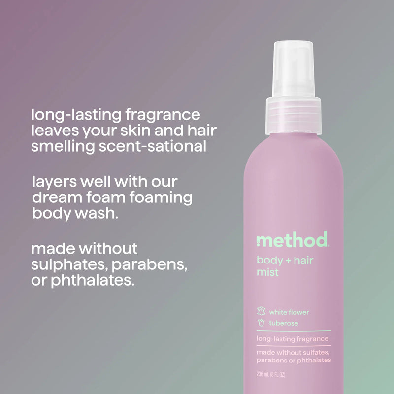 Method Body + Hair Mist, White Flower + Tuberose, 8oz