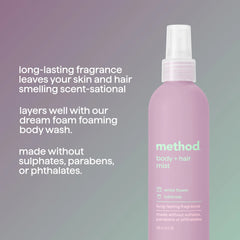 Method Body + Hair Mist, White Flower + Tuberose, 8oz