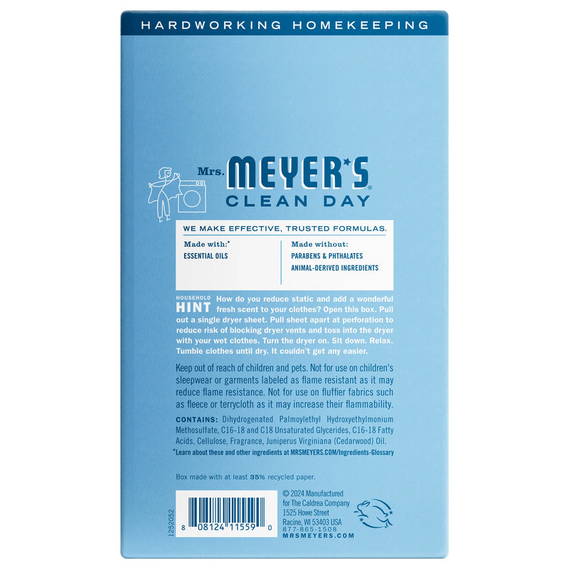 Mrs. Meyer's Dryer Sheets, Rain Water, 80 Count
