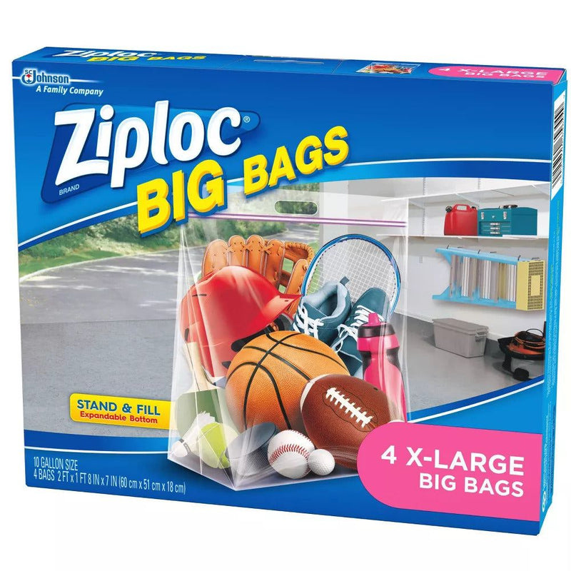 Ziploc Big Bags X-Large Double Zipper Storage Bags - 4 Count (20"x24") - First Choice Buying
