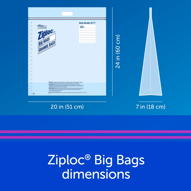 Ziploc Big Bags X-Large Double Zipper Storage Bags - 4 Count (20"x24") - First Choice Buying